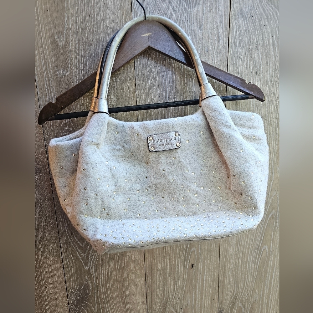 Kate Spade Brigette Rhinestone Frosted Felt Satchel Shoulder Bag Purse